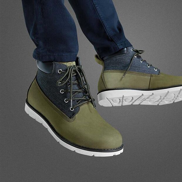Xiaomi Seven-Faced Cowhide Simple Casual Men's Boots (Green) - 2